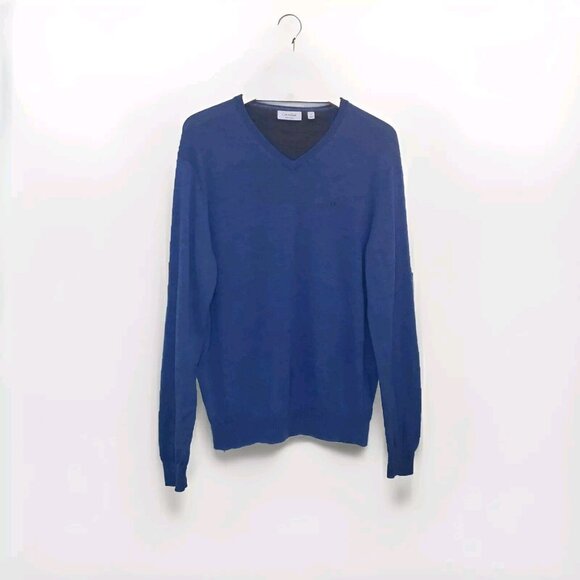 Calvin Klein Other - Calvin Klein Merino Wool Sweater Men's Size XL Blue V-Neck Golf Classic Citycore